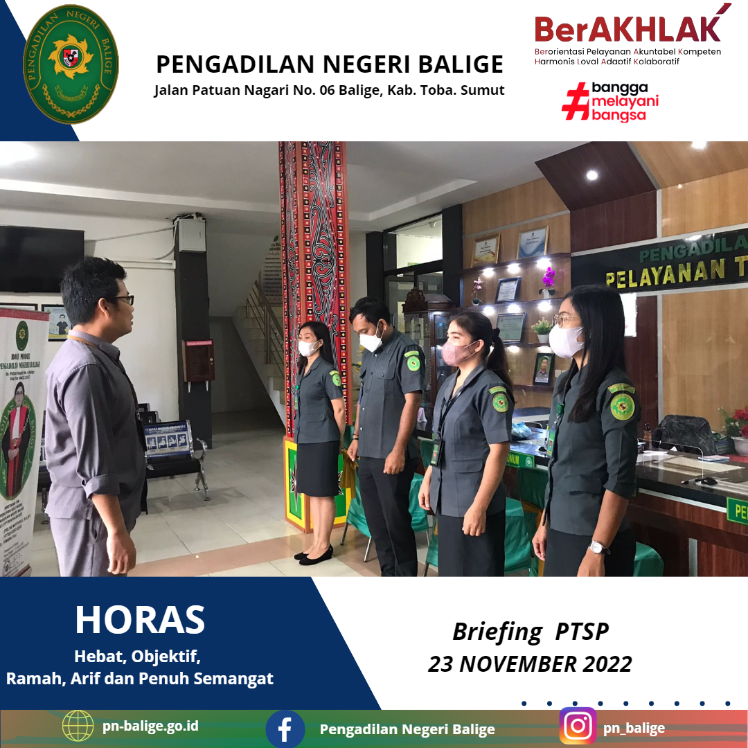 Briefing  PTSP Pengadilan Negeri Balige 23 November 2022